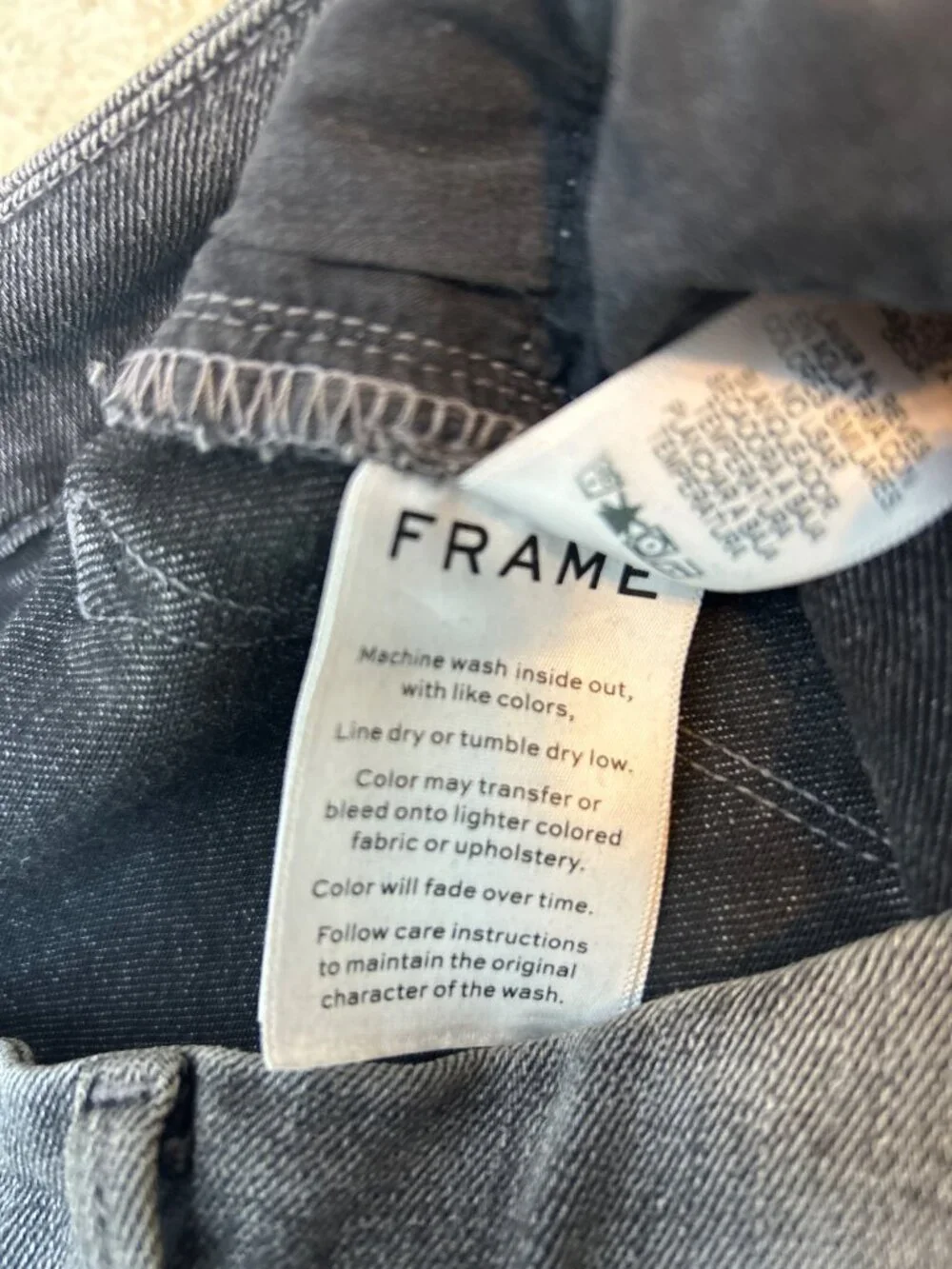 Frame Women's 26 Le Crop Mini Bootcut Jeans Gray w/ Black Panels Frayed Hem